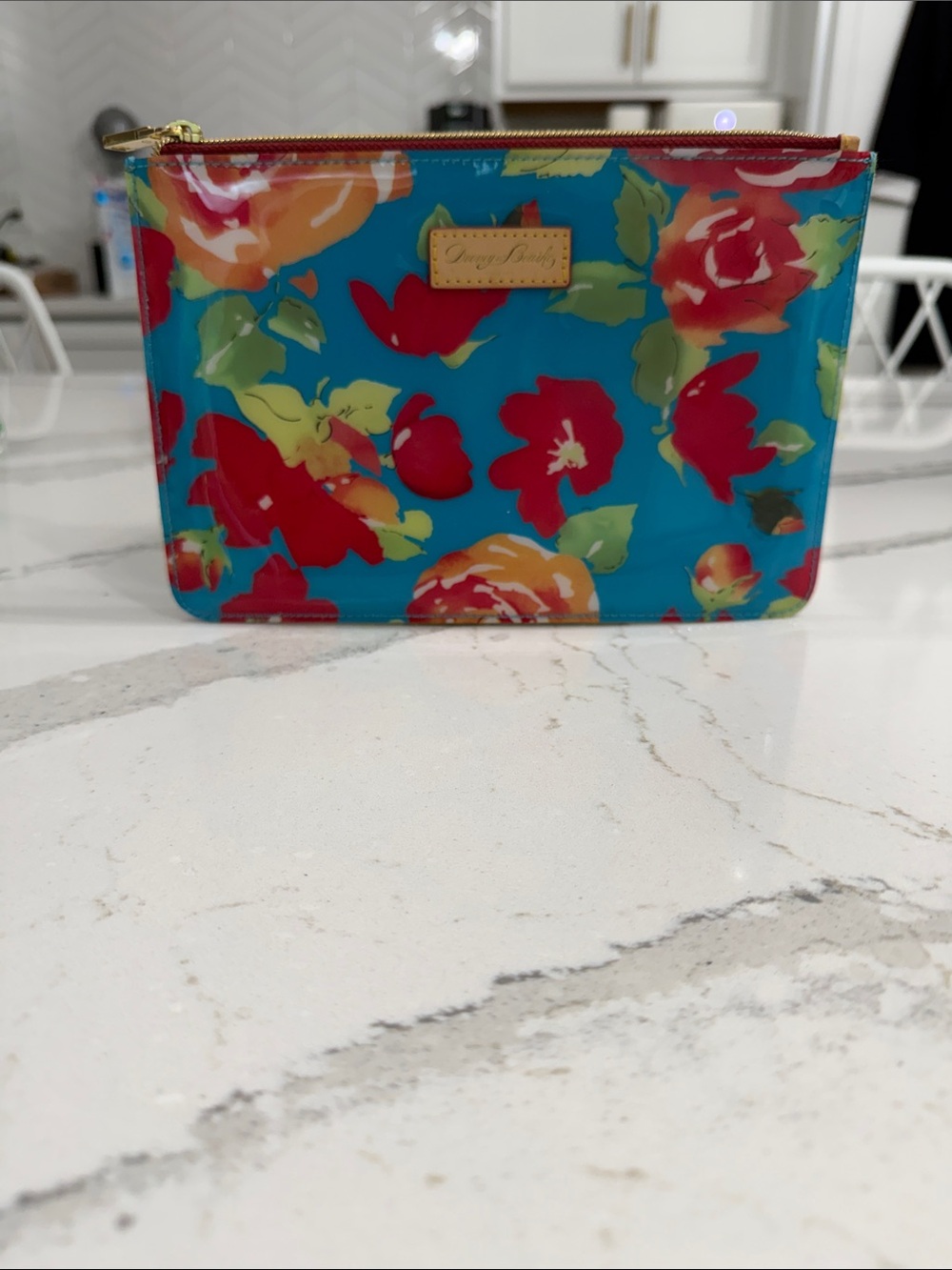 Dooney and Bourke Vintage Vinyl Floral Cosmetic Pouch